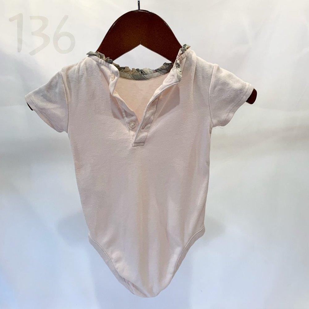 Burberry Pink Onesie/Bodysuit with Nova Check Trim - Size 12M